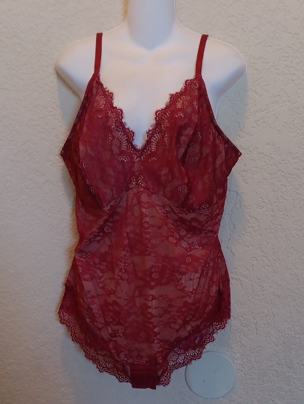 3XL Burgundy Lace Bodysuit
